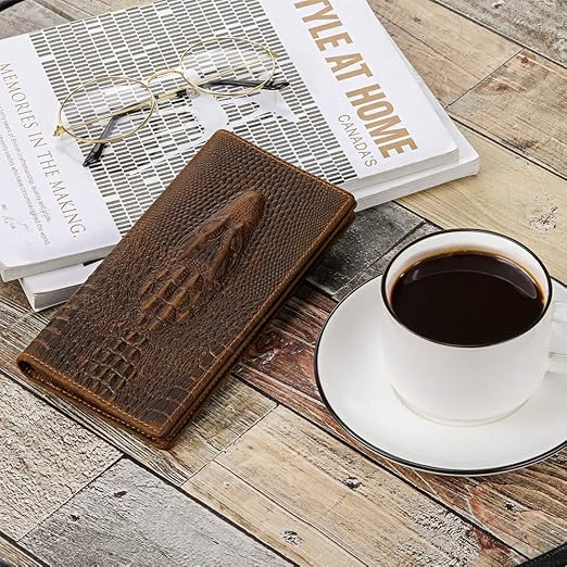 Portefeuille long en cuir PU effet crocodile