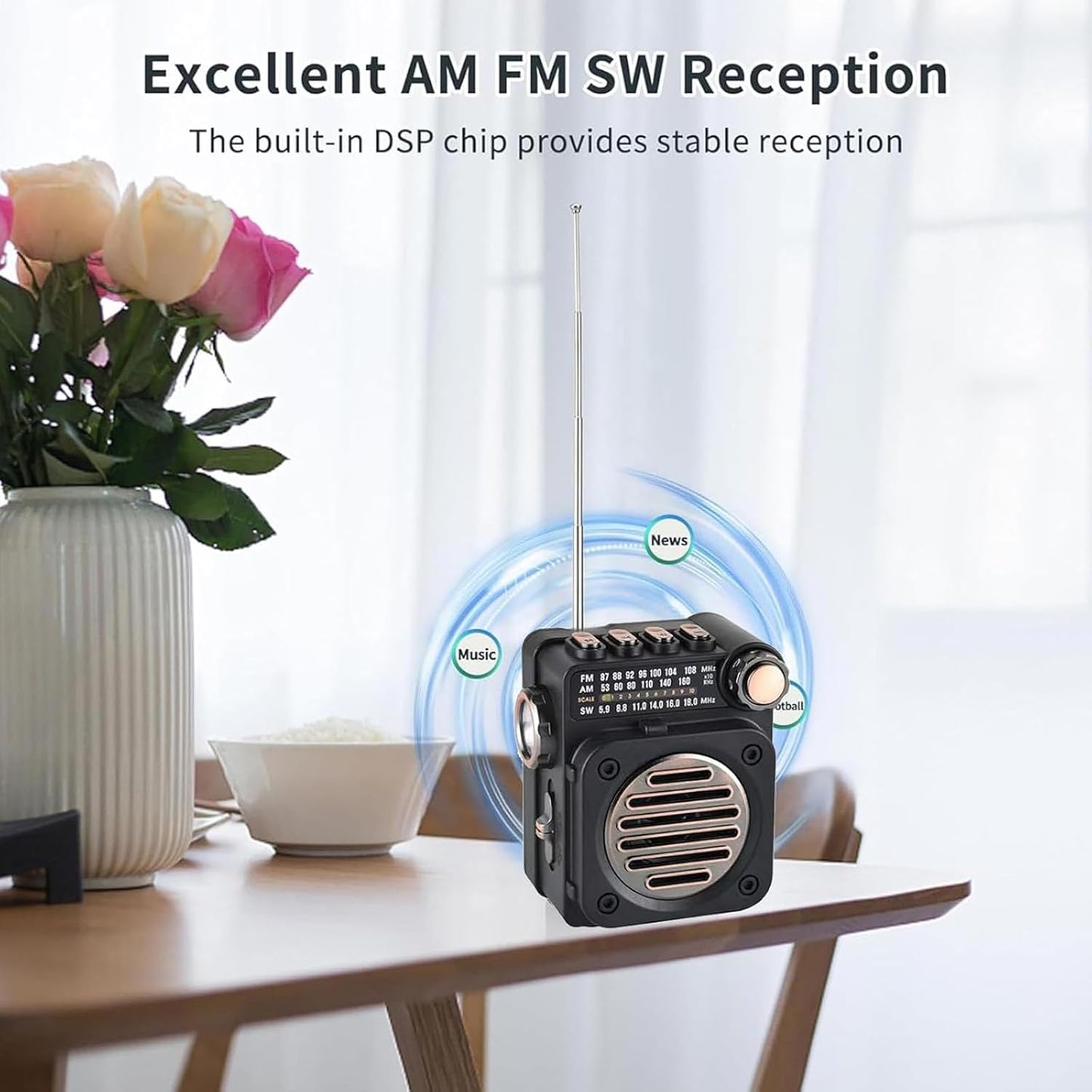 Radio sans fil avec lampe de poche