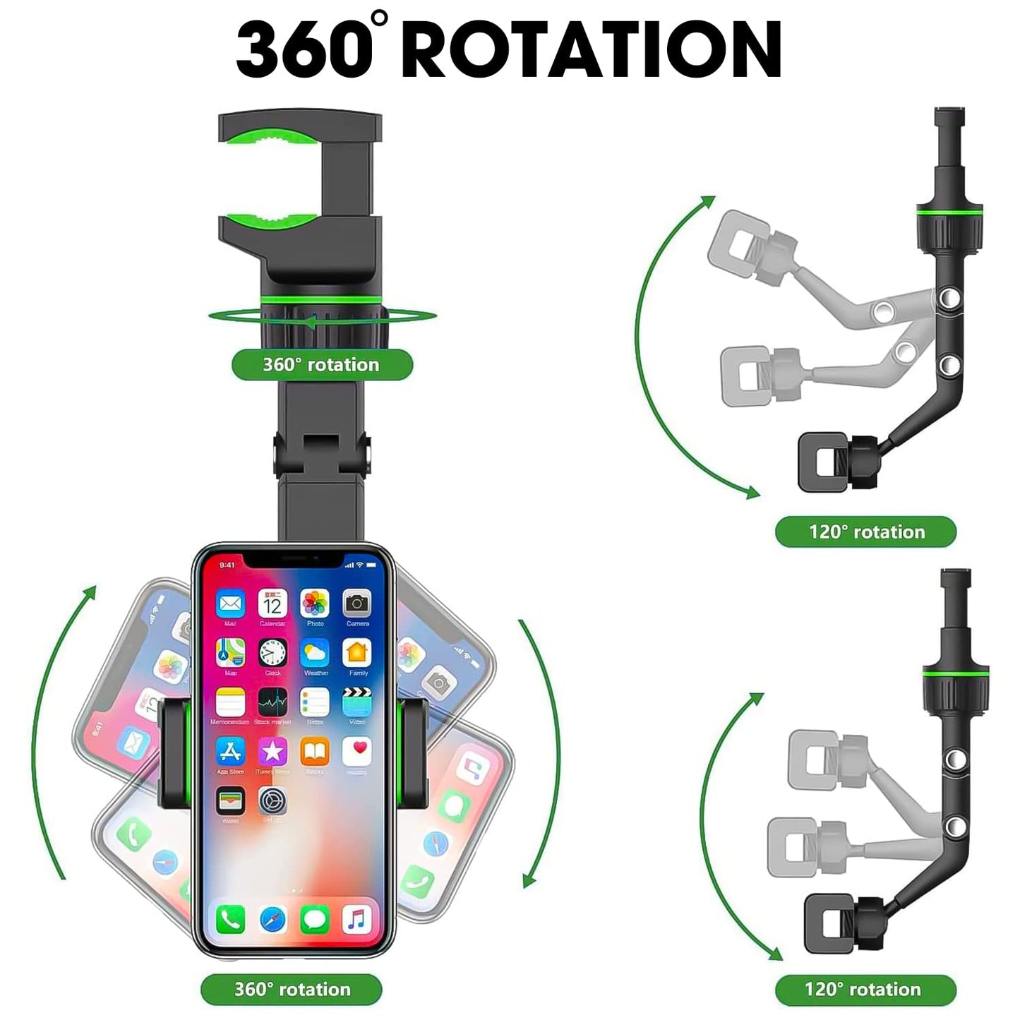 Support de téléphone mobile pour rétroviseur multifonctionnel