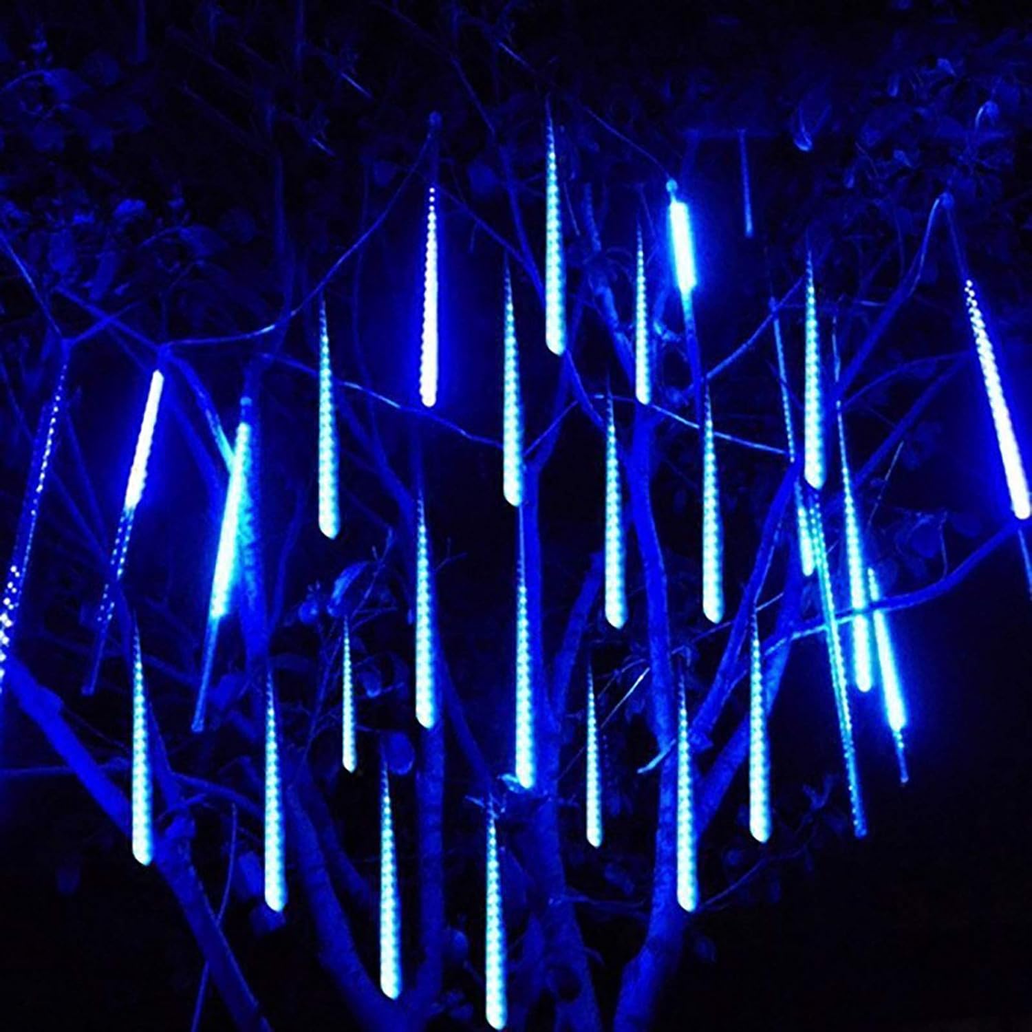 50cm - 8 tubes Prise US - Bleu Guirlande lumineuse LED effet pluie de  météores, 30-50cm, décorations'arbre de