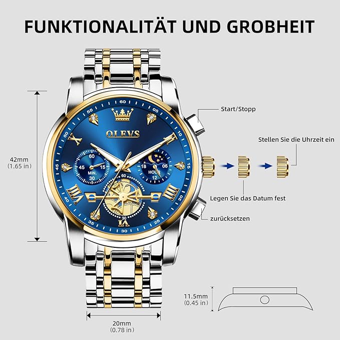 Montre-bracelet à quartz étanche pour homme
