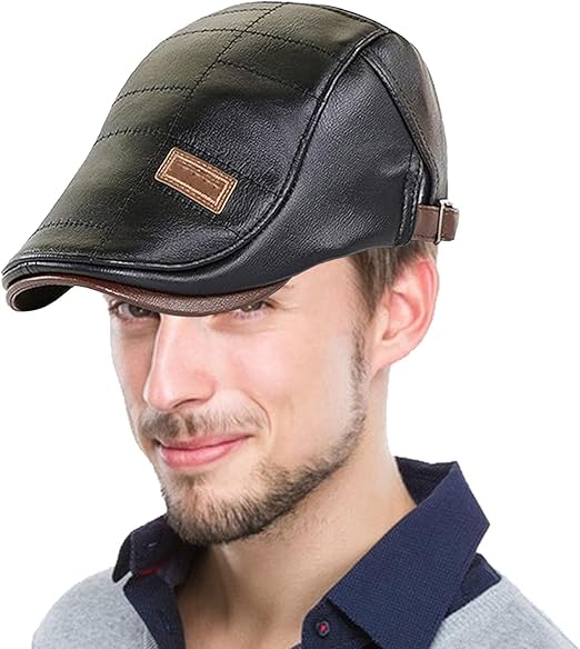 Casquettes rétro en cuir Pu pour hommes