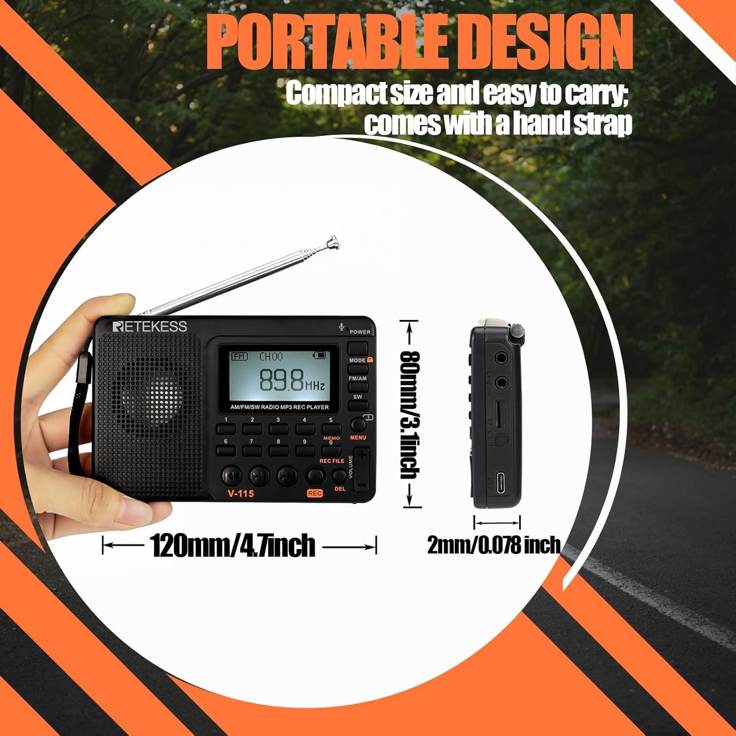 Radio toutes bandes FM AM SW MP3 Enregistreur numérique rechargeable