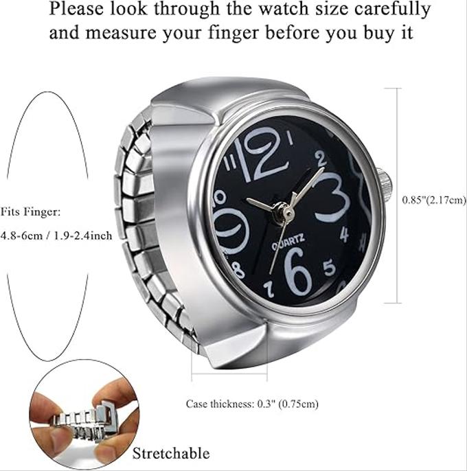 Montre à bague décorative réglable