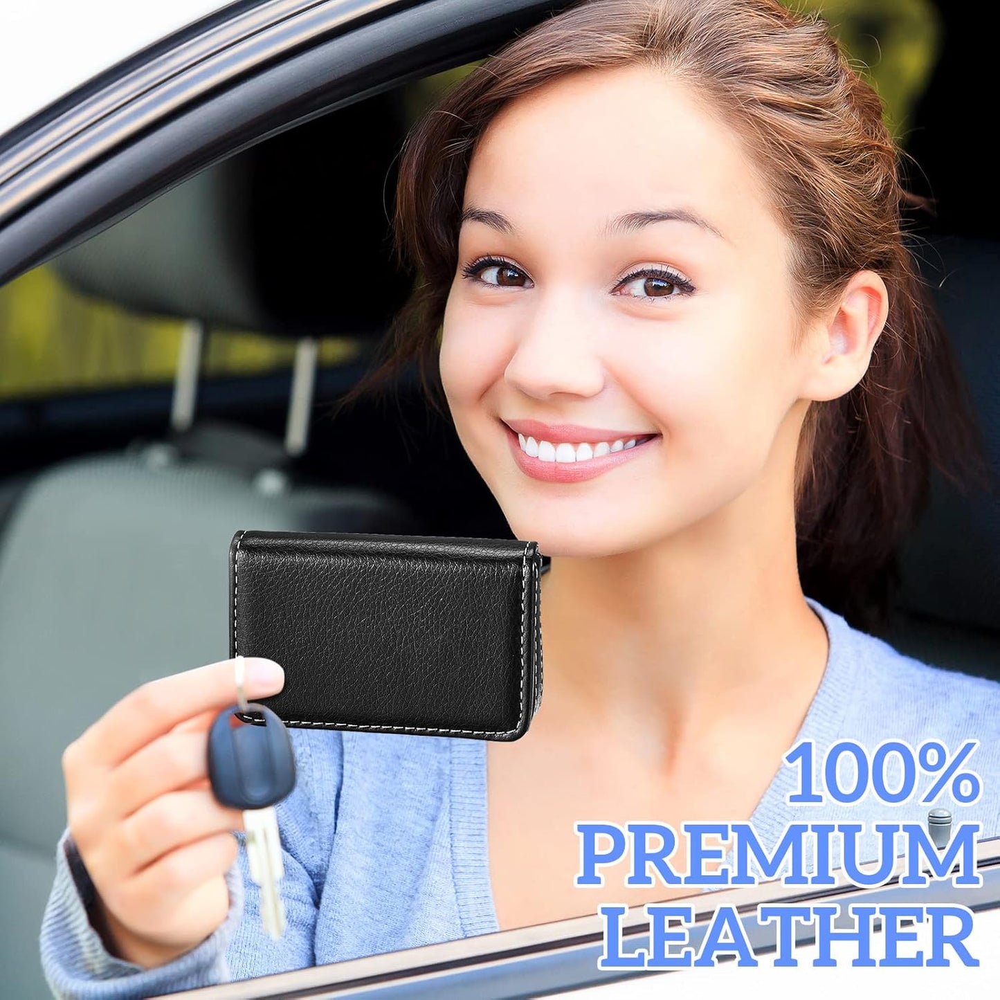 Porte-cartes magnétique en cuir PU