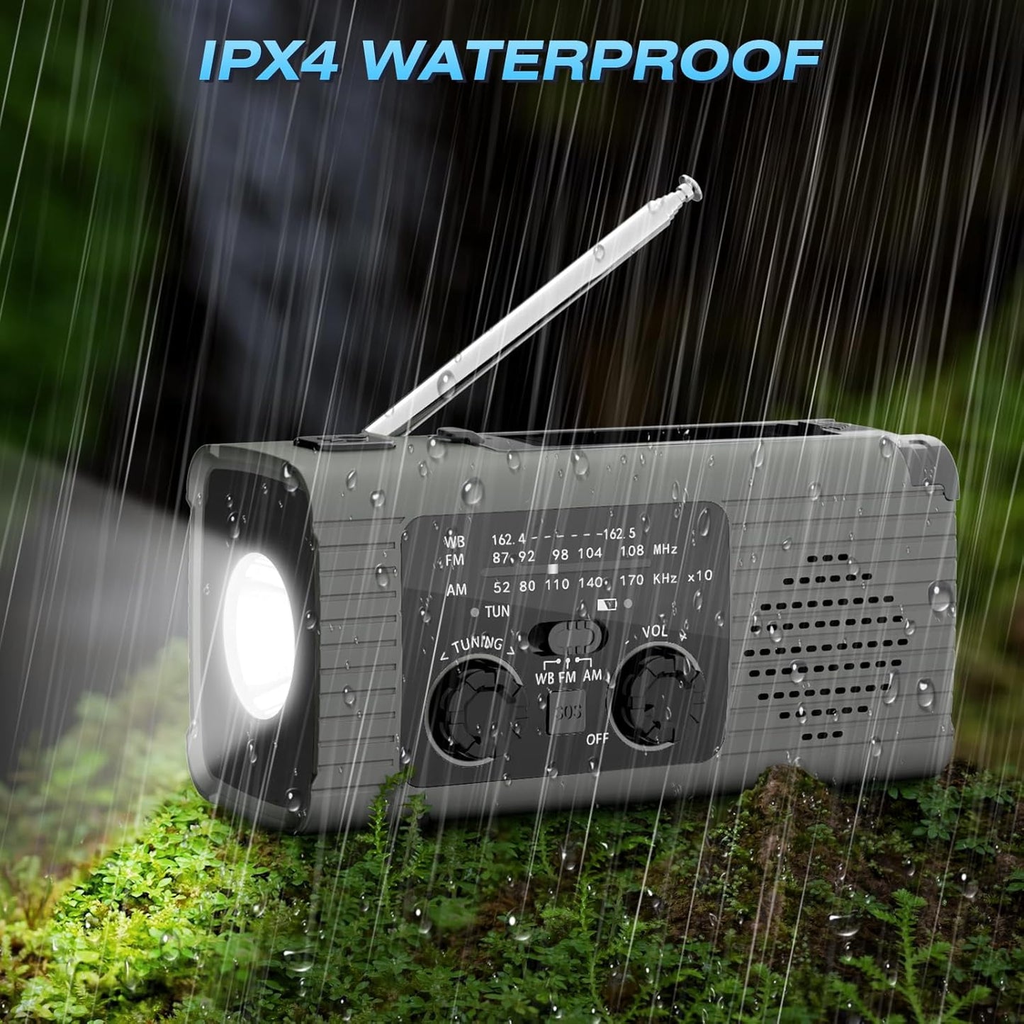 Radio solaire rechargeable avec lumière LED