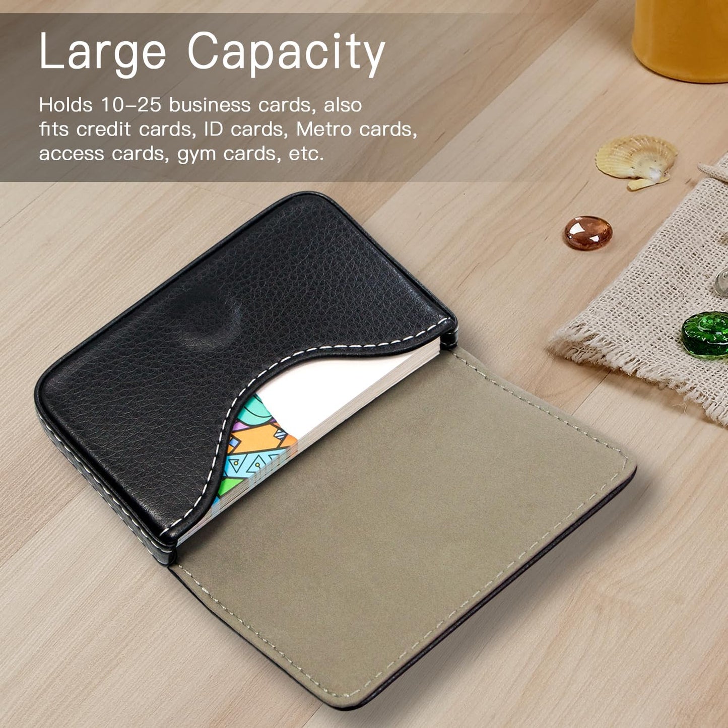 Porte-cartes magnétique en cuir PU