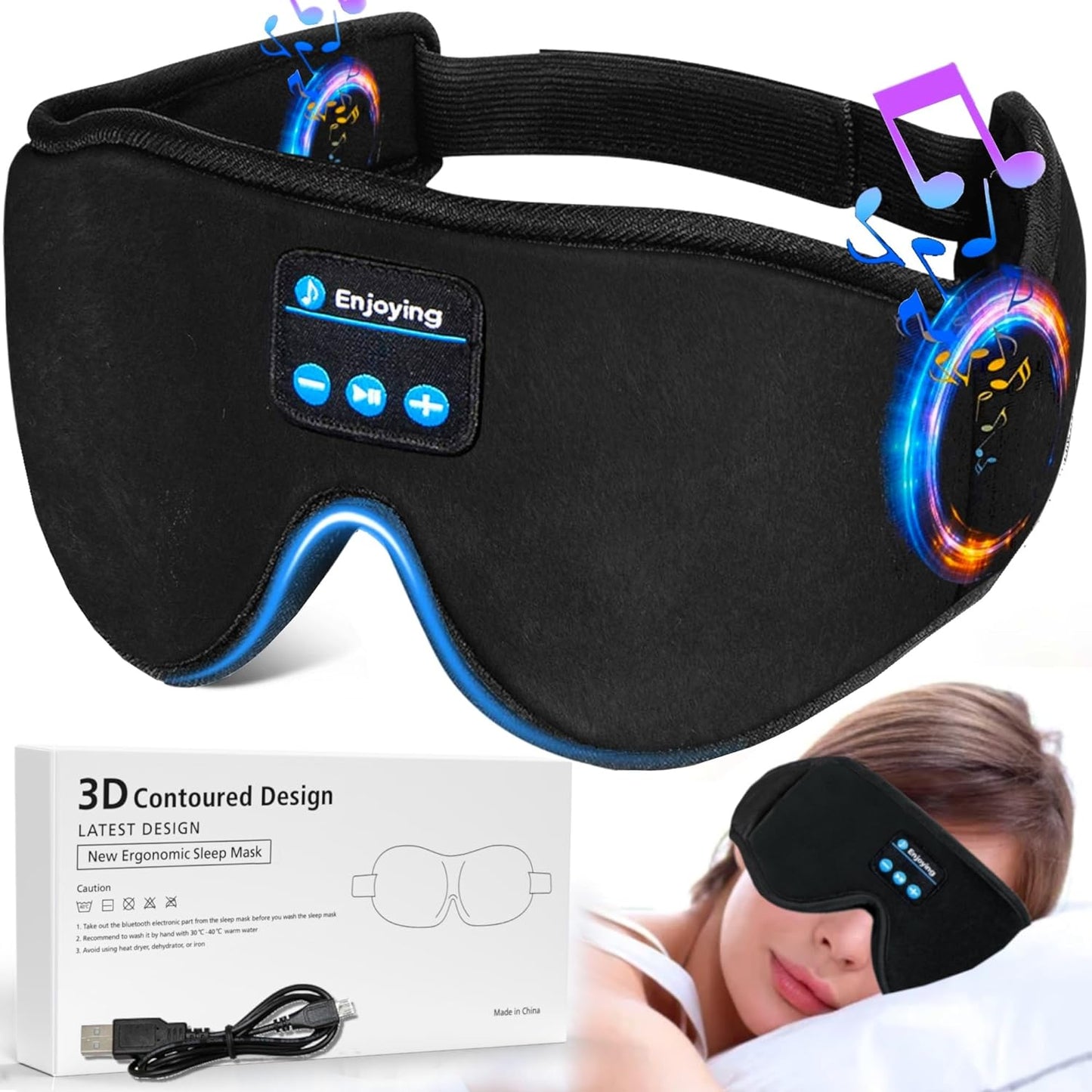 Masque de sommeil Bluetooth 3D