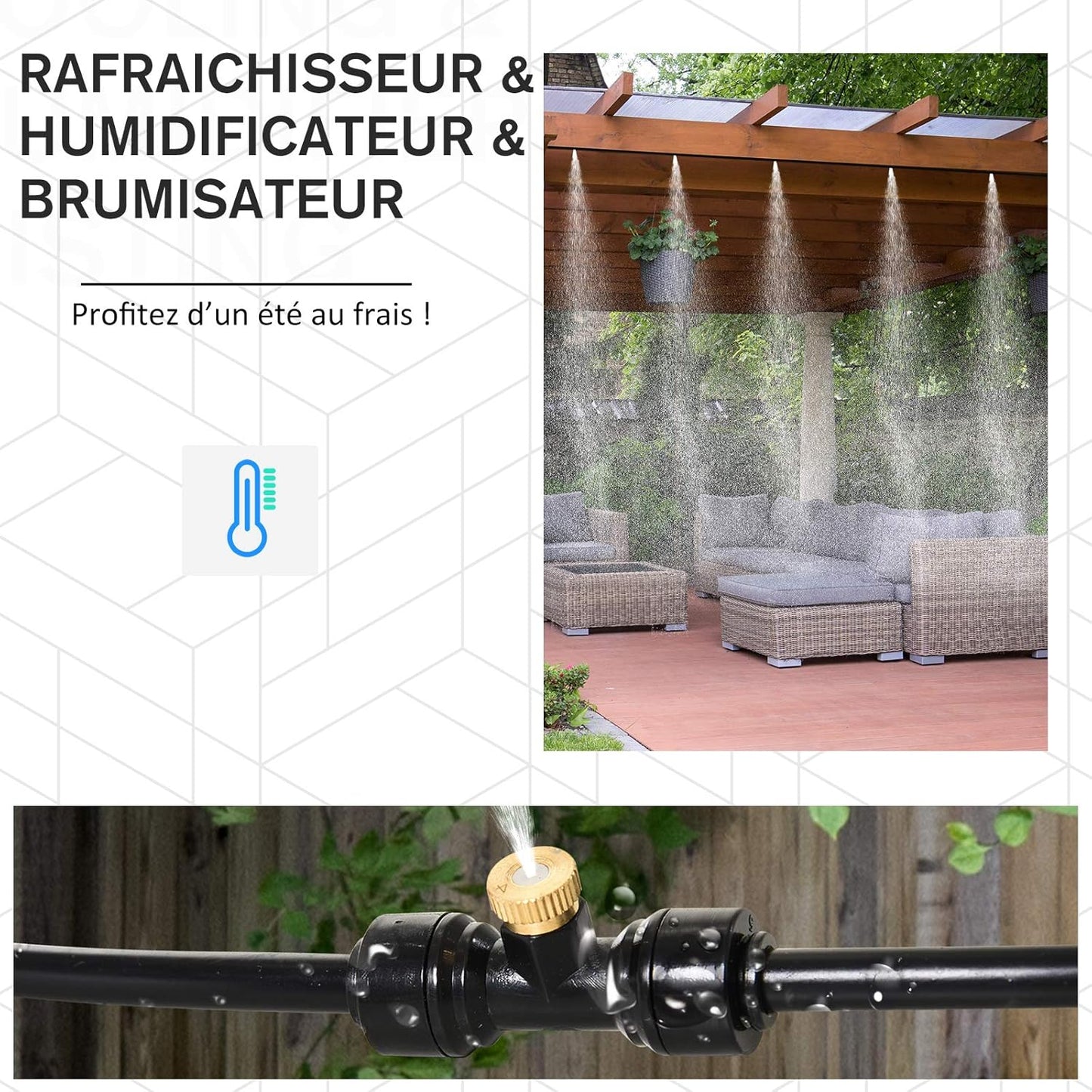 Système de pulvérisation de brouillard d'eau de refroidissement 6m