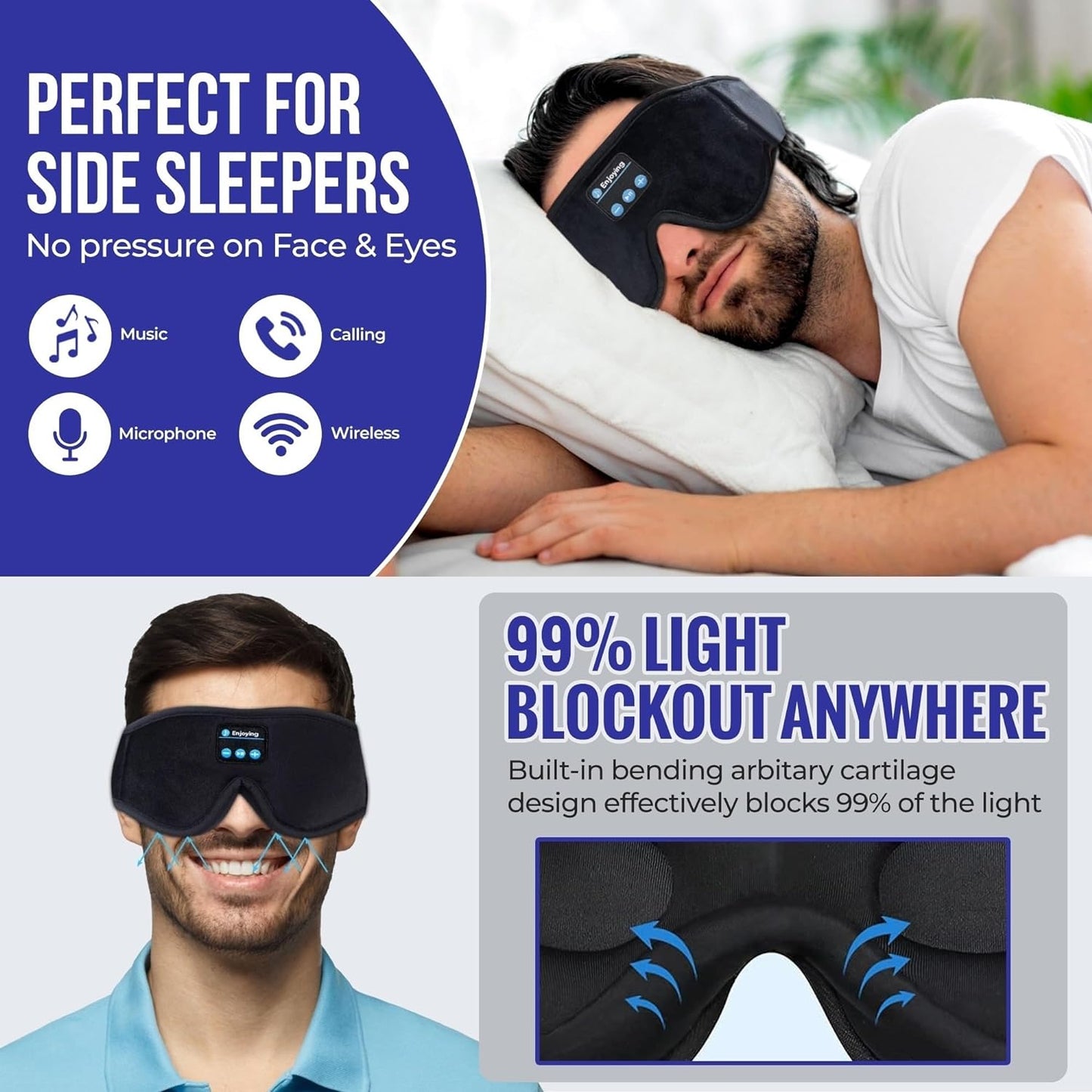 Masque de sommeil Bluetooth 3D