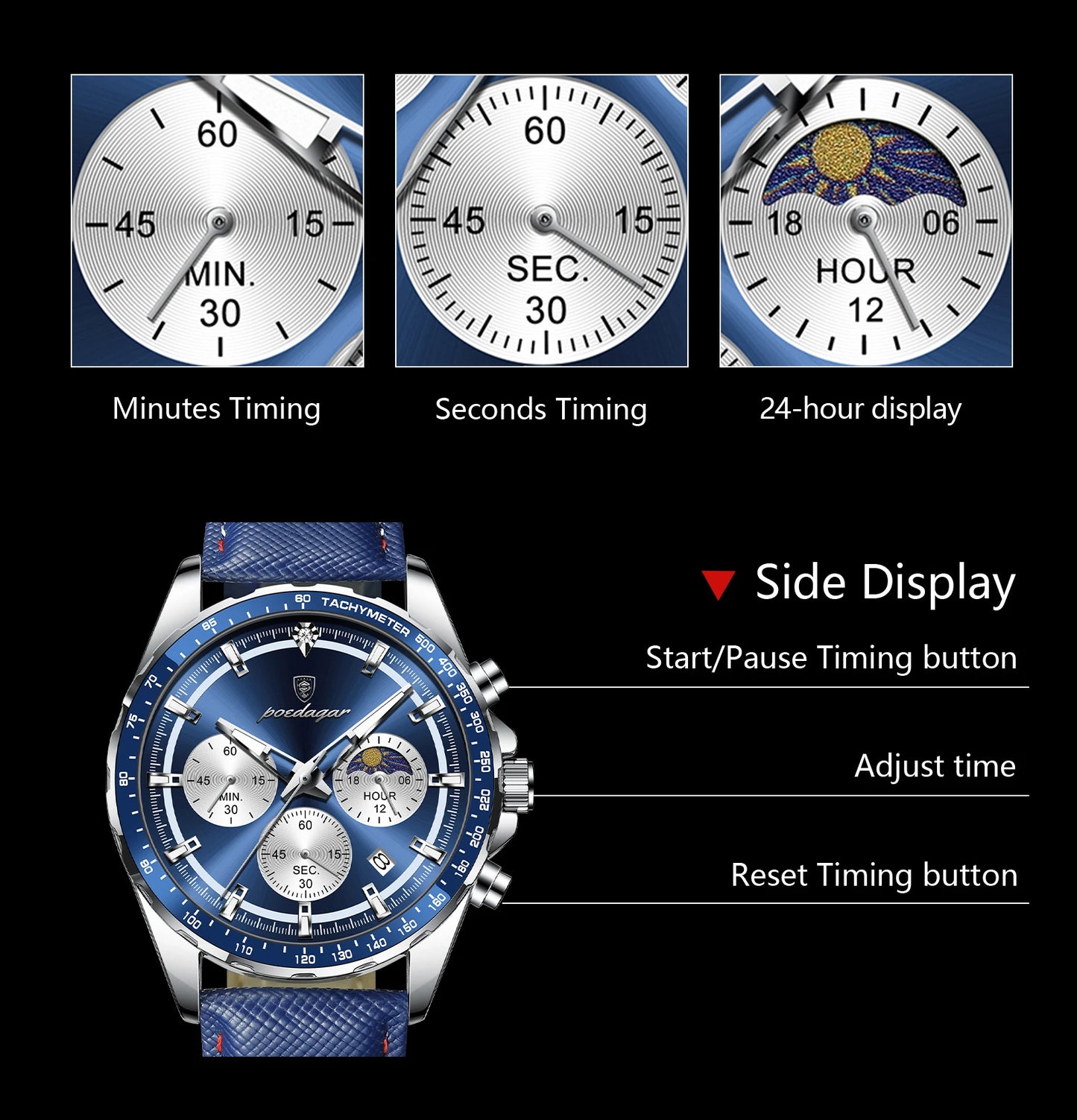 Montre chronographe pour hommes