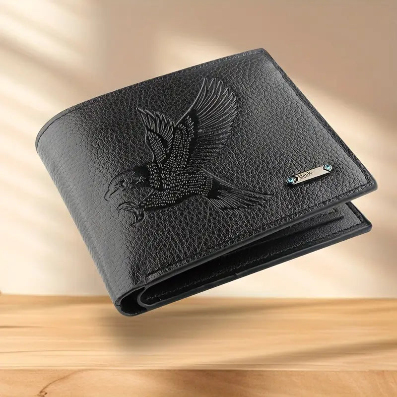 Portefeuille court en cuir PU souple pour homme