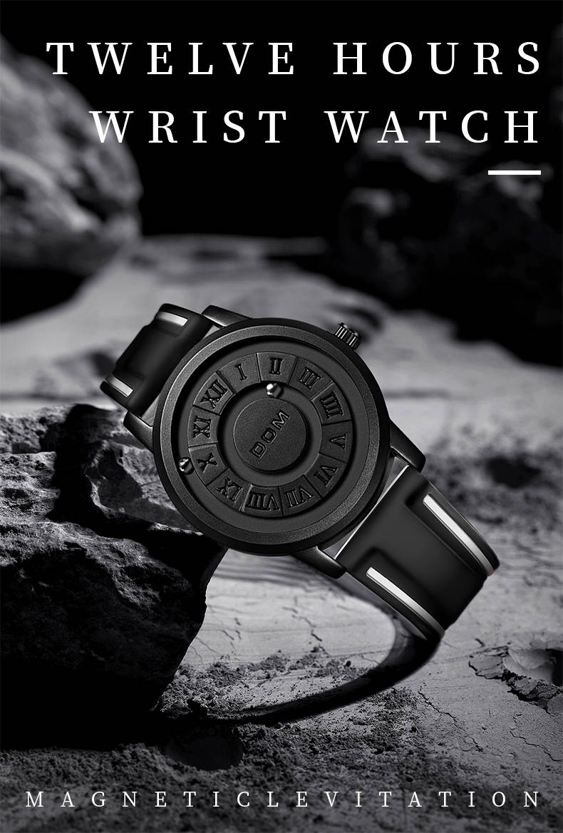 Montre magnétique à bille roulante noir