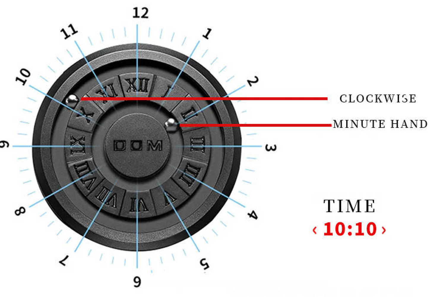 Montre magnétique à bille roulante noir