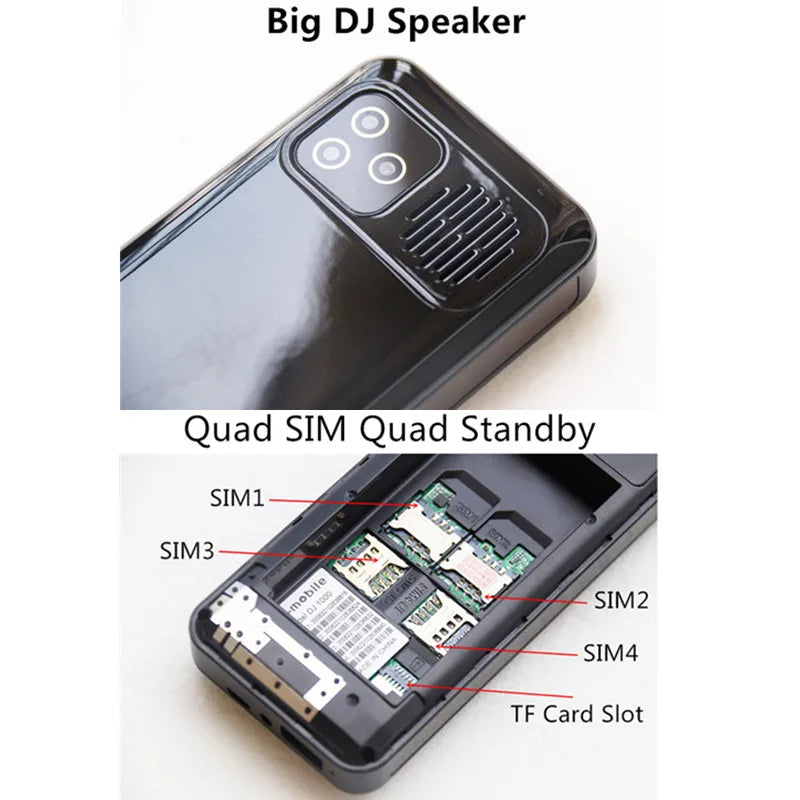 Téléphone portable robuste  à 4 cartes SIM avec LED