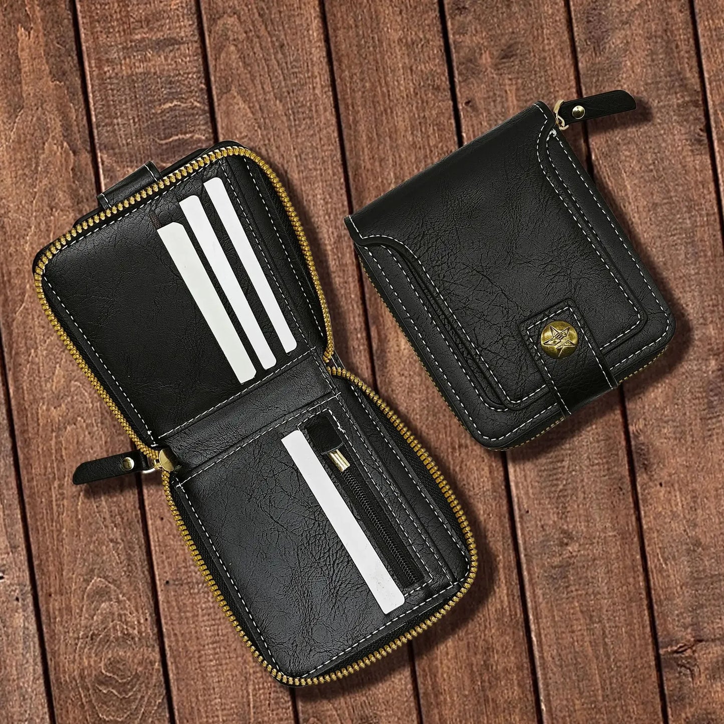 Portefeuille vintage en cuir PU pour homme