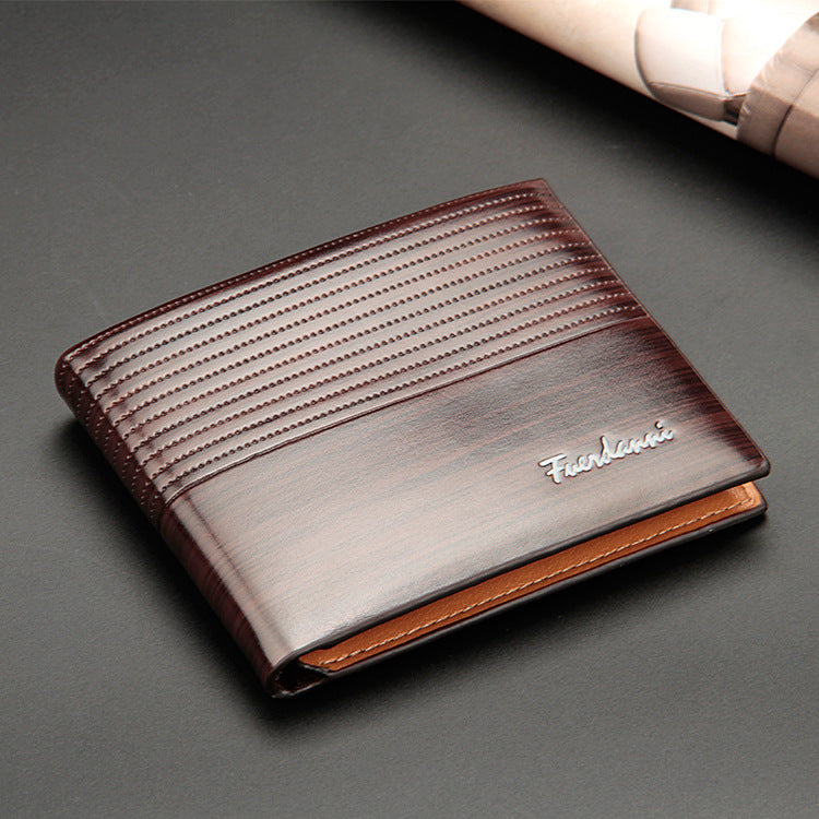 Portefeuille mince pour hommes en PU vintage avec protection anti-RFID