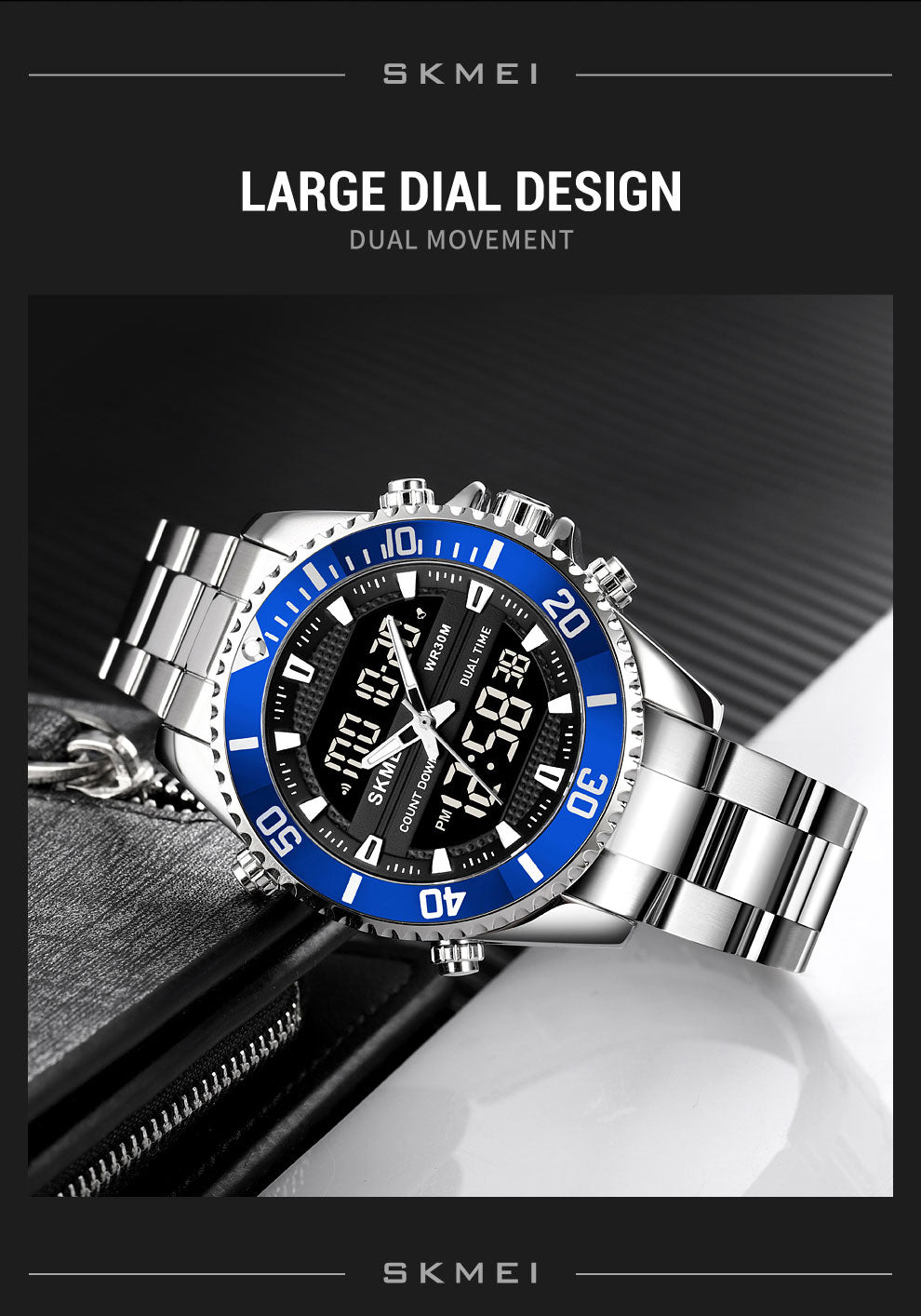 Montre numérique à quartz pour homme