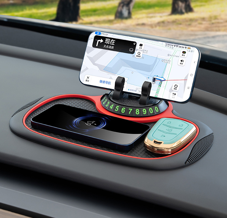 Tapis anti-dérapant avec support de téléphone portable pour voiture