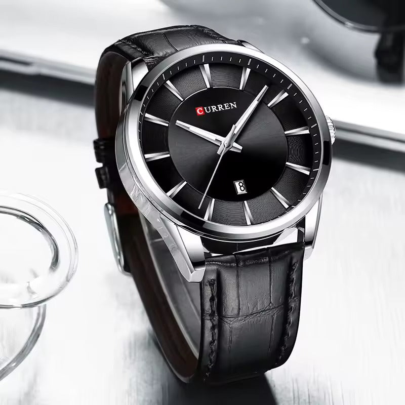 Montre à Quartz avec bracelet en cuir pour homme