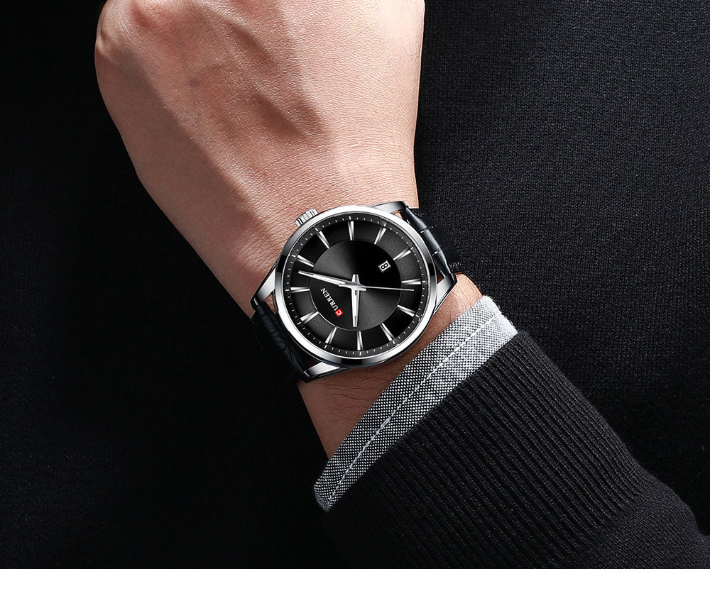 Montre à Quartz avec bracelet en cuir pour homme