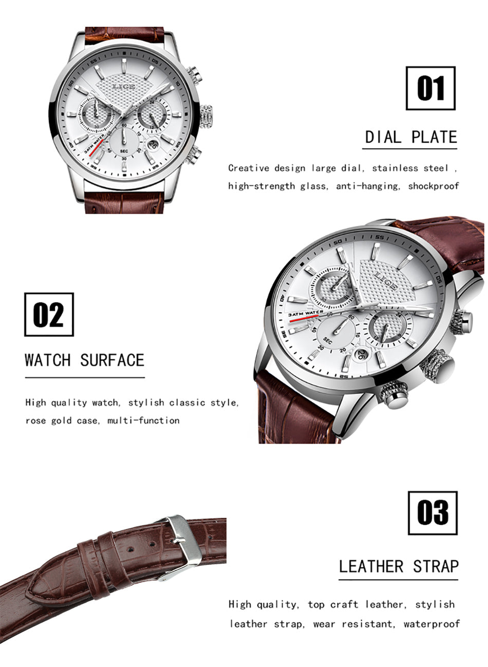 Montre Haut de gamme en cuir pour hommes