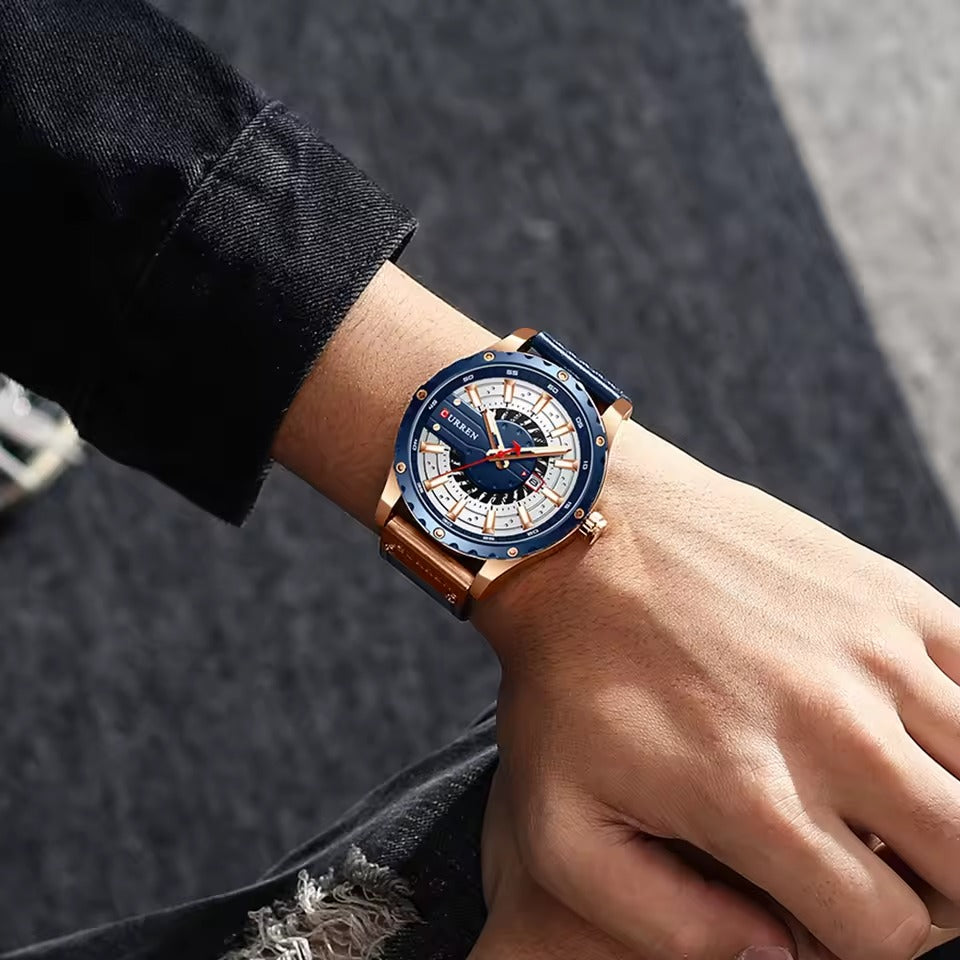 Montre-bracelet en cuir pour hommes