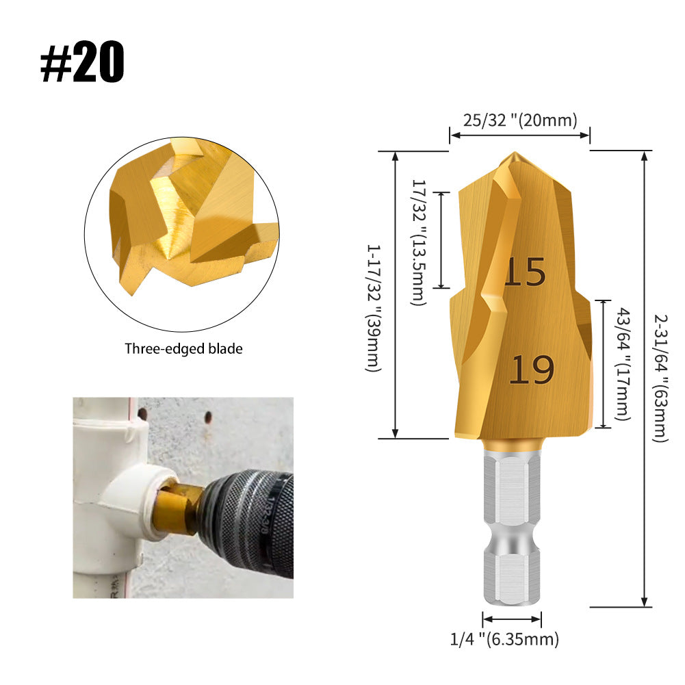 Foret Hexagonal PPR pour Tuyaux 20-32mm 3 pièces