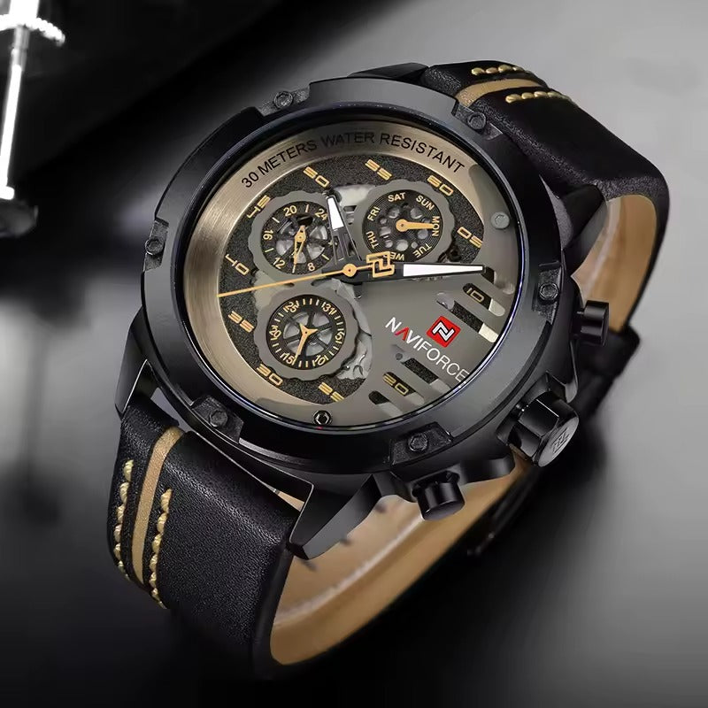 Montre de luxe en cuir pour hommes