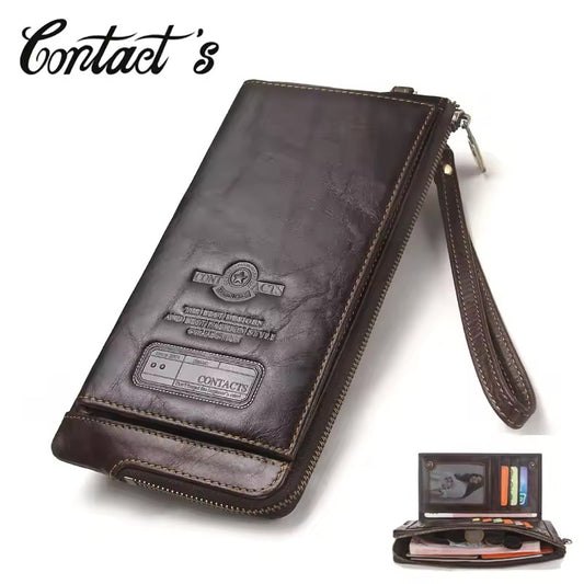 Portefeuille longue en cuir de luxe pour homme