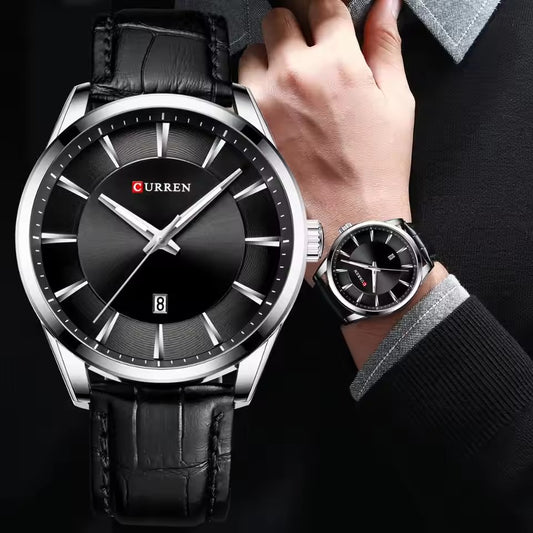 Montre à Quartz avec bracelet en cuir pour homme