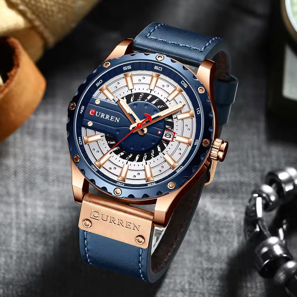 Montre-bracelet en cuir pour hommes