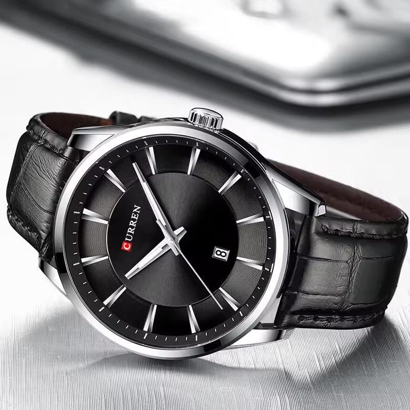 Montre à Quartz avec bracelet en cuir pour homme