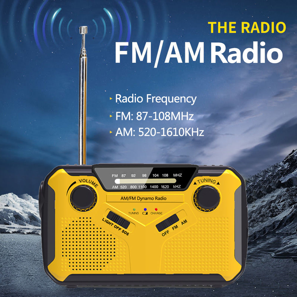 Radio multifonction dynamo solaire & power bank & Lampe