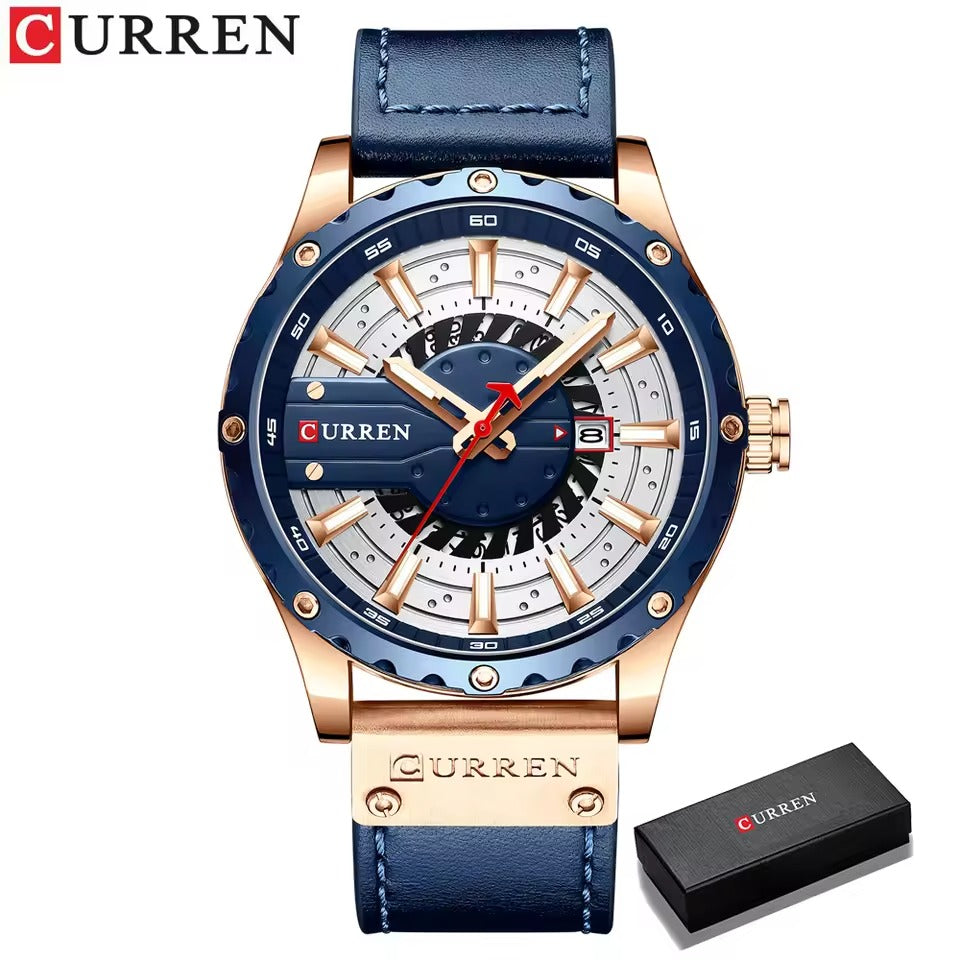 Montre-bracelet en cuir pour hommes