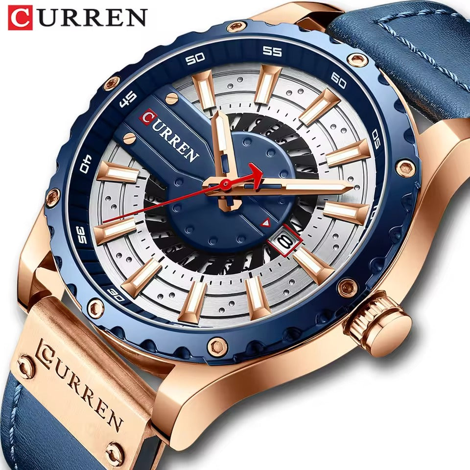 Montre-bracelet en cuir pour hommes