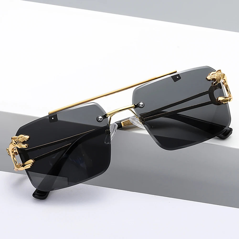 kachawoo Lunettes de soleil en métal sans monture avec verres dégradés carrés bleus UV400 marron pour femmes sans monture kachawoo Lunettes de soleil en métal sans monture avec verres dégradés carrés bleus UV400 marron pour femmes sans monture