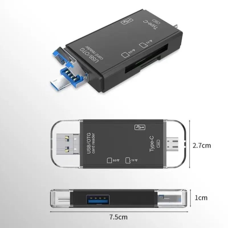 6 en 1 Type C Micro USB lecteur de carte mémoire