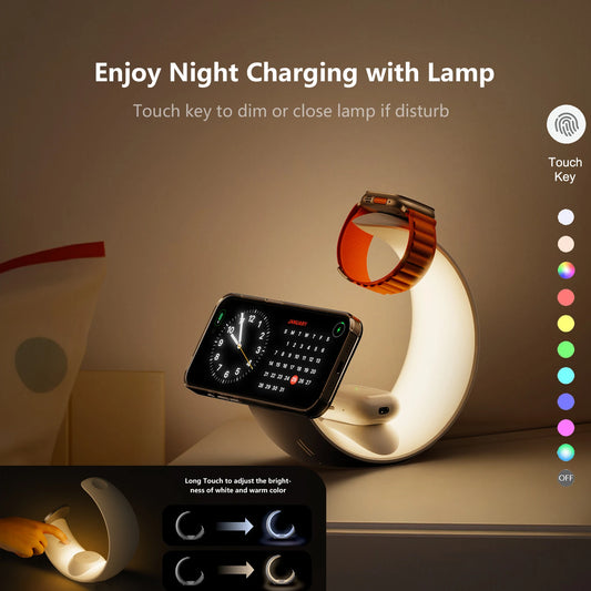 4 en 1 chargeur de téléphone sans fil forme de lune