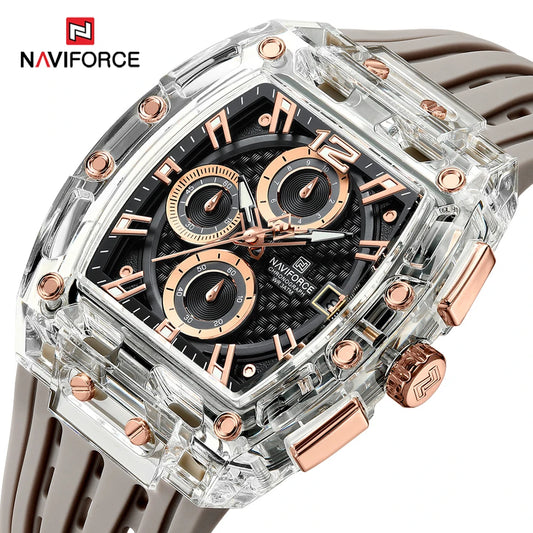 Montre Tonneau Transparente pour Homme