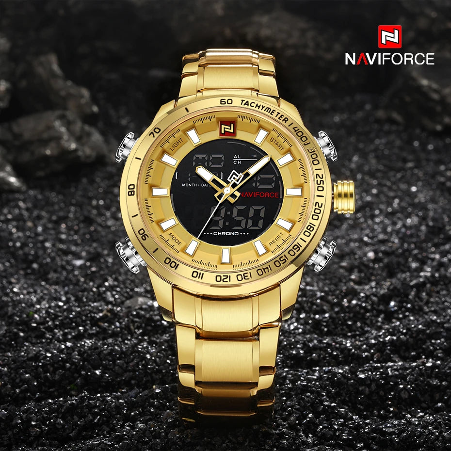Montre de luxe dorée pour hommes