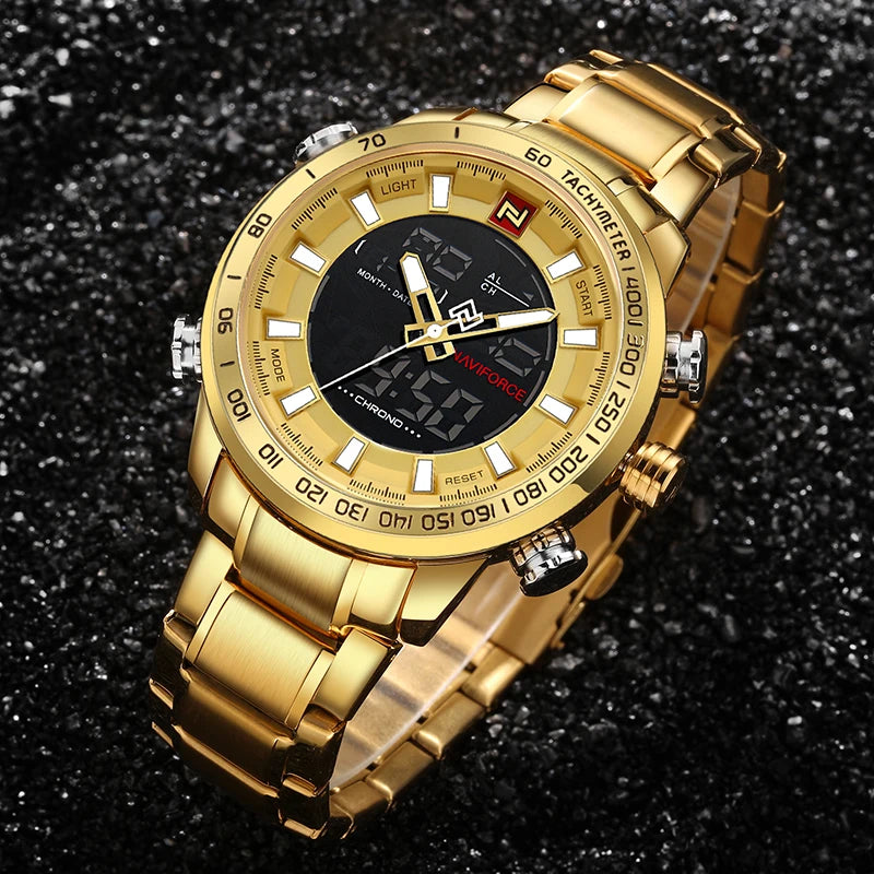 Montre de luxe dorée pour hommes