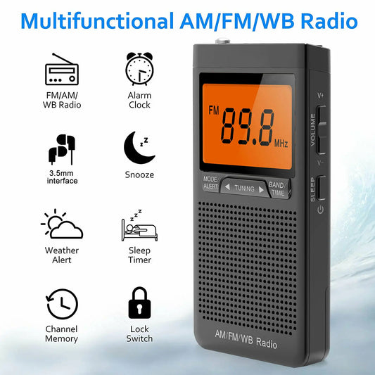 Radio portable AM FM avec grand écran numérique