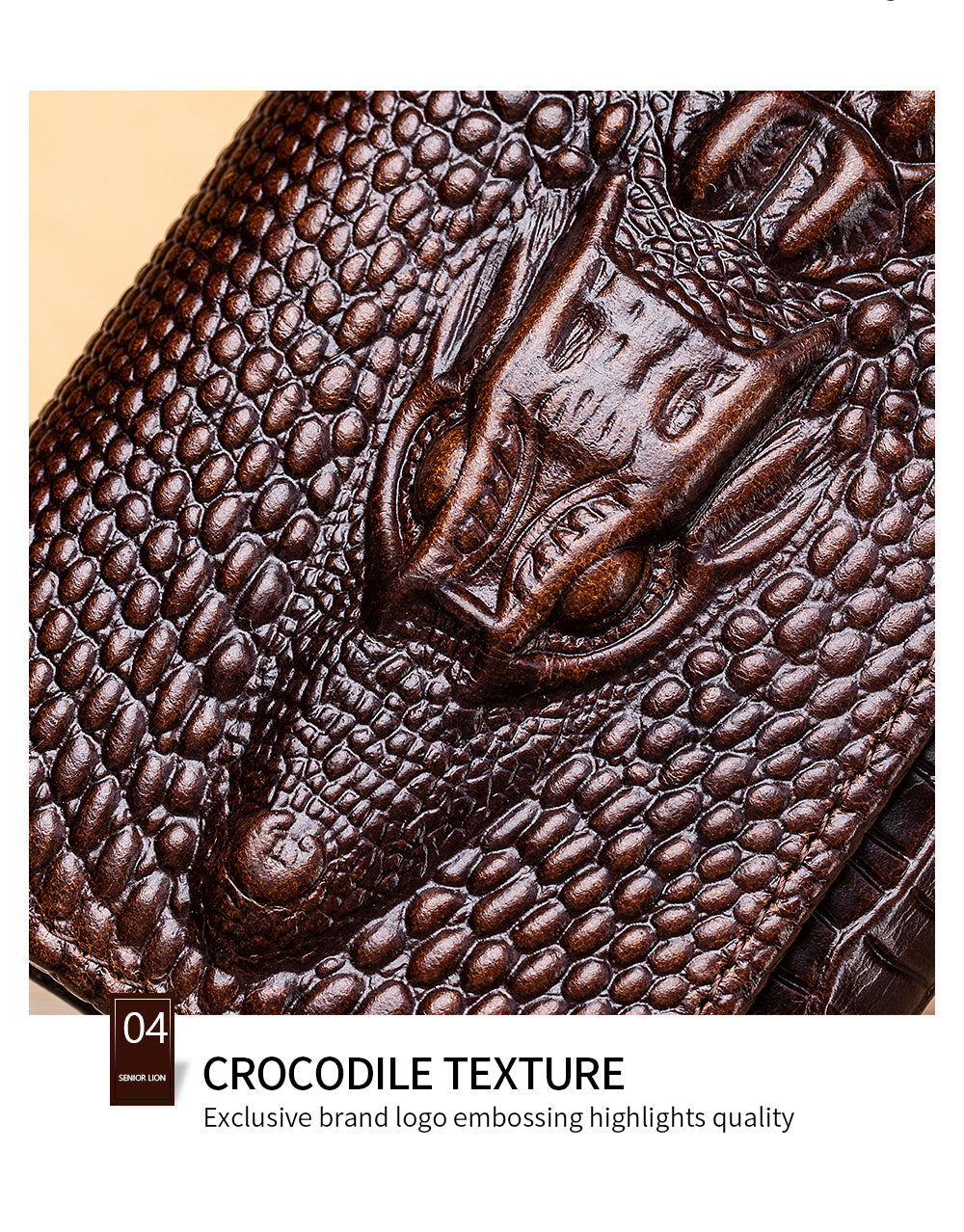 Portefeuille court à motifs crocodile pour homme