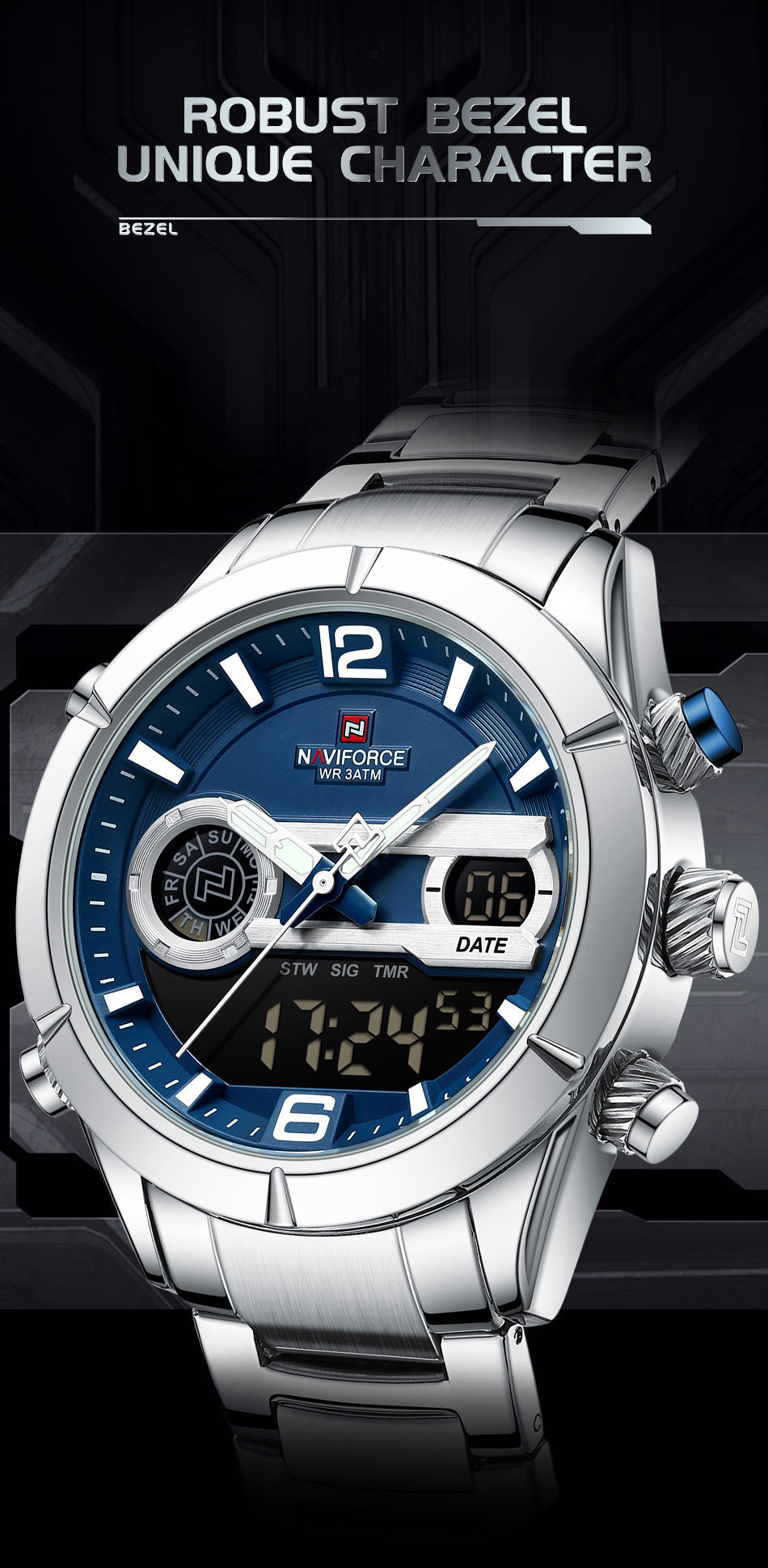 Montre à Affichage Numérique de Luxe pour Homme