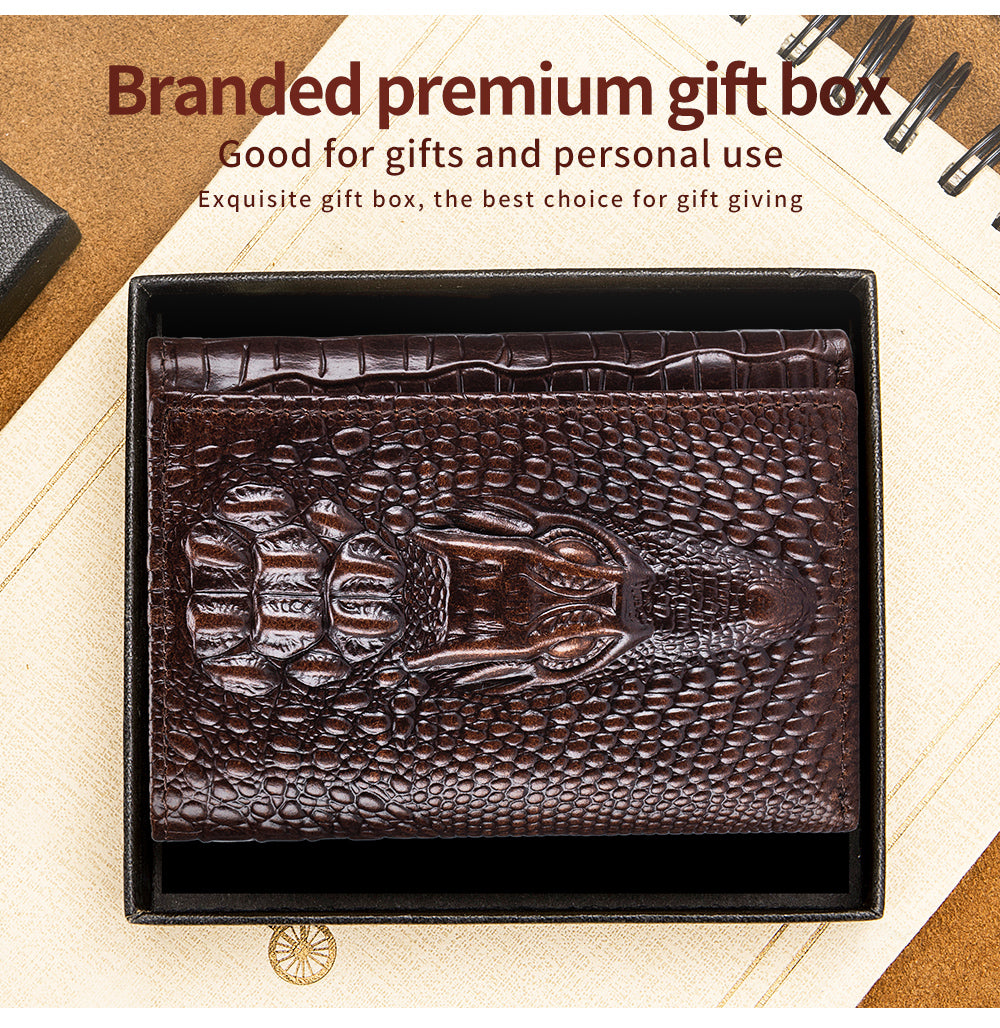Portefeuille court à motifs crocodile pour homme