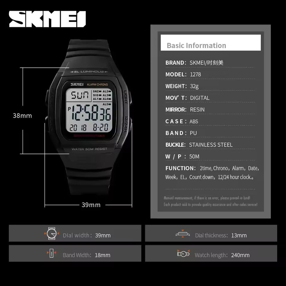 Montre numérique d'extérieur pour hommes