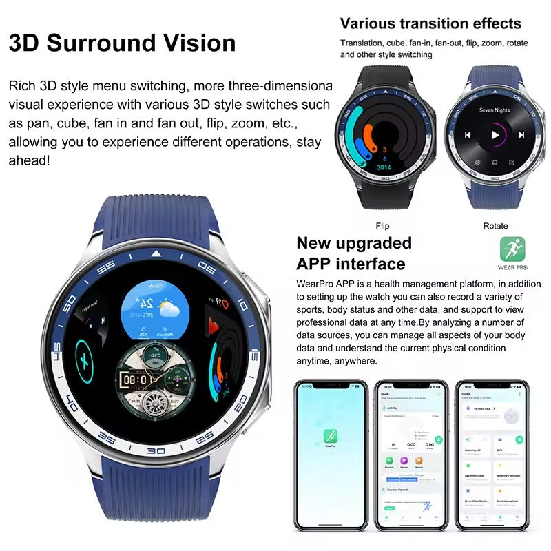 Montre intelligente avec écran rond pour Homme