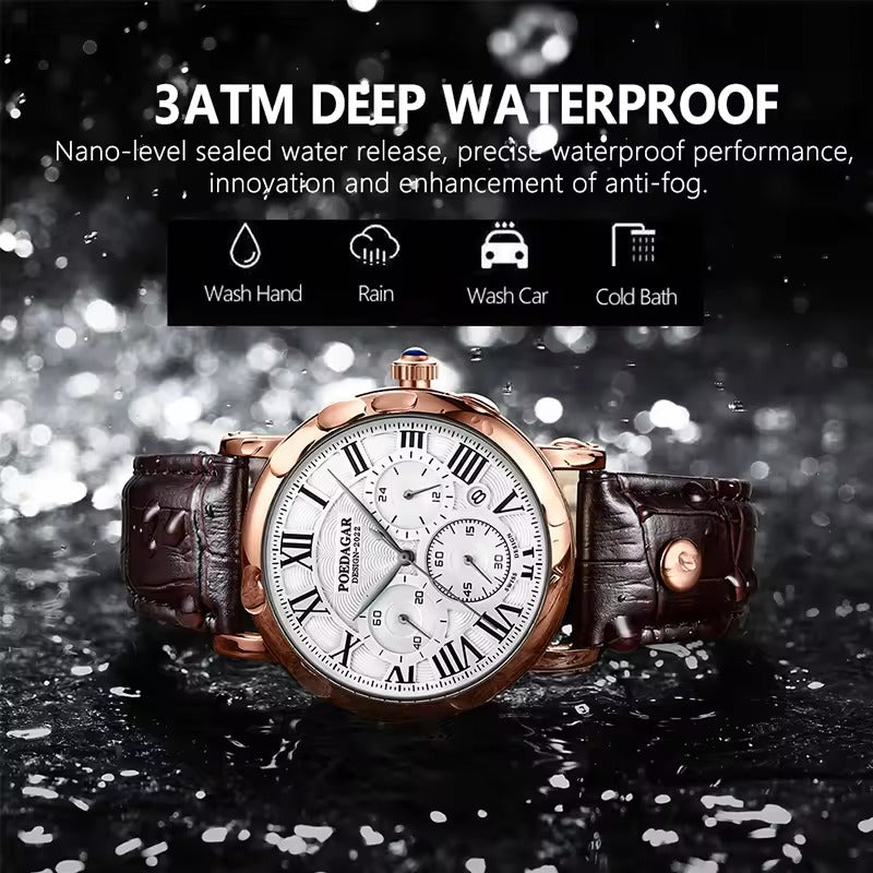 Montre en cuir mode affaires pour hommes