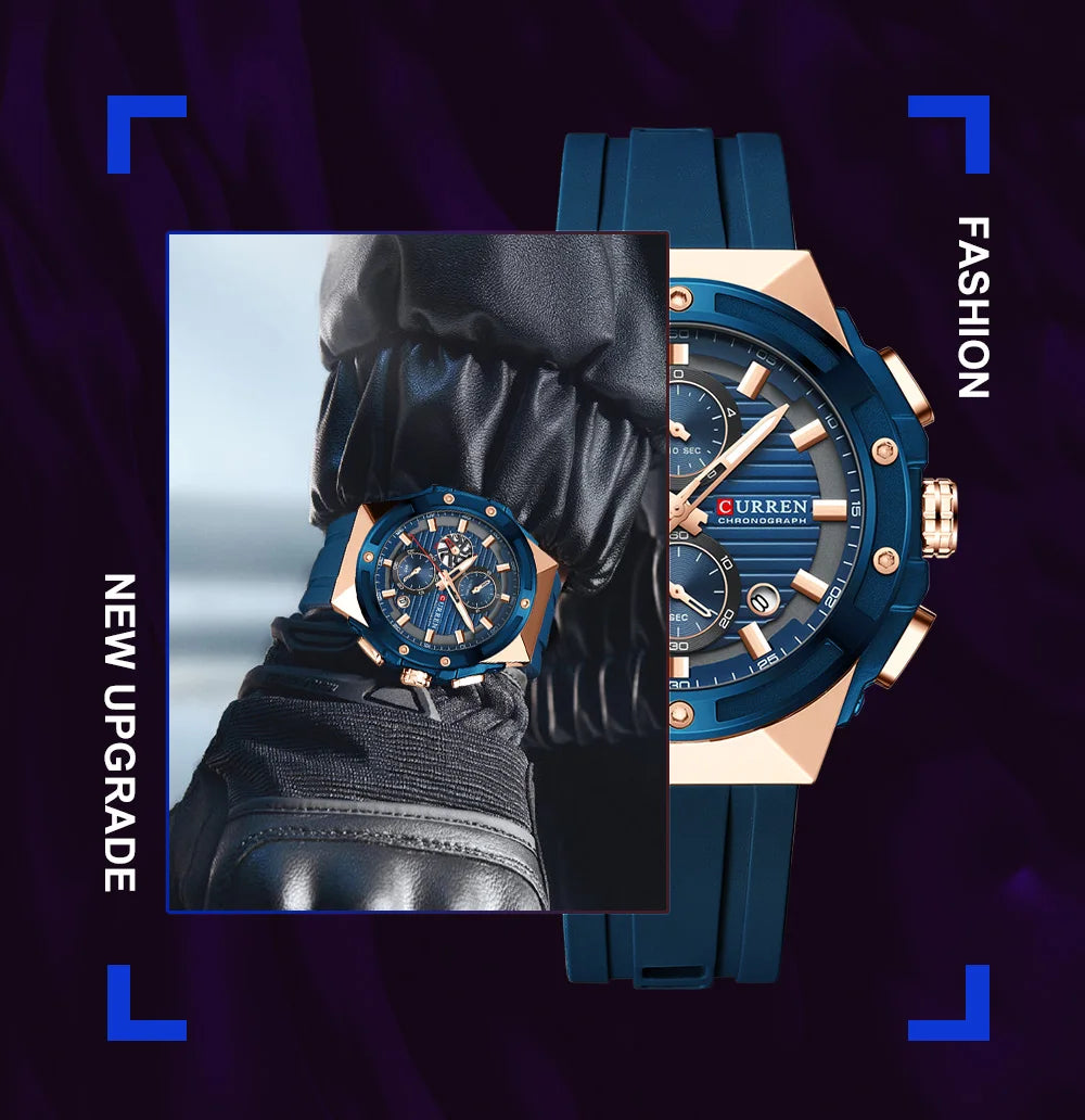 Montre à quartz chronographe en silicone